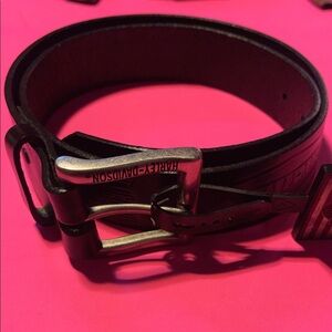 Harley-Davidson Black Leather Belt with Silver Buckle